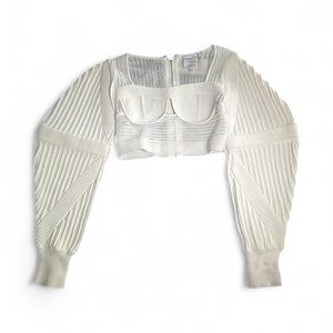 Herve Leger White Knit Bustier Textured Top NWT Size XS